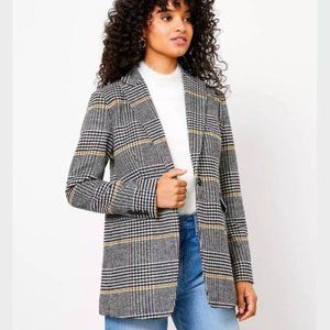 NWOT Ann Taylor Loft Houndstooth Plaid Blazer Jacket Size 4 Petite